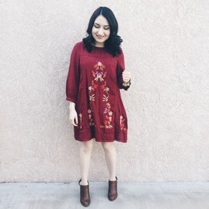 Maroon Embroidered Dress